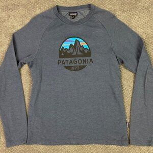 Patagonia Fitz Roy Scope Lightweight Crew Sweatshirt Men's Small Blue Organic